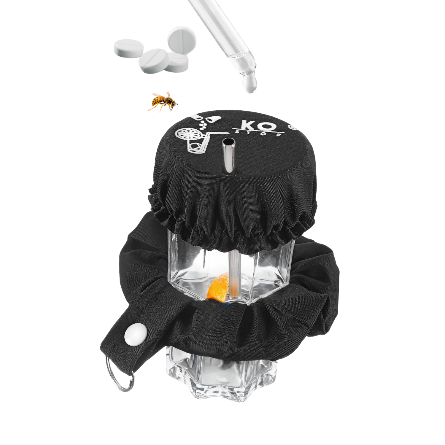 Ko Stop® Sprüche Personalisiert Getränkeschutzabdeckungen Haarband Scrunchie NEU Schwarz