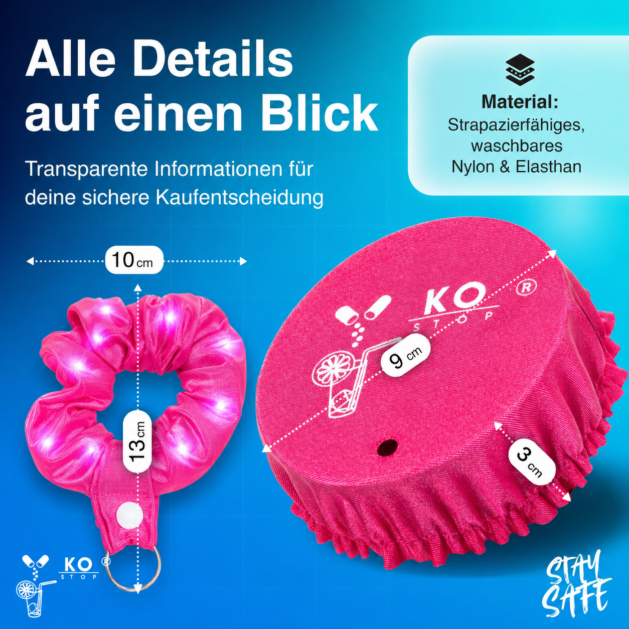 4in1 Drink Cover Scrunchie LED – Getränkeschutz & Abdeckung | KO STOP® - Ko-Stop