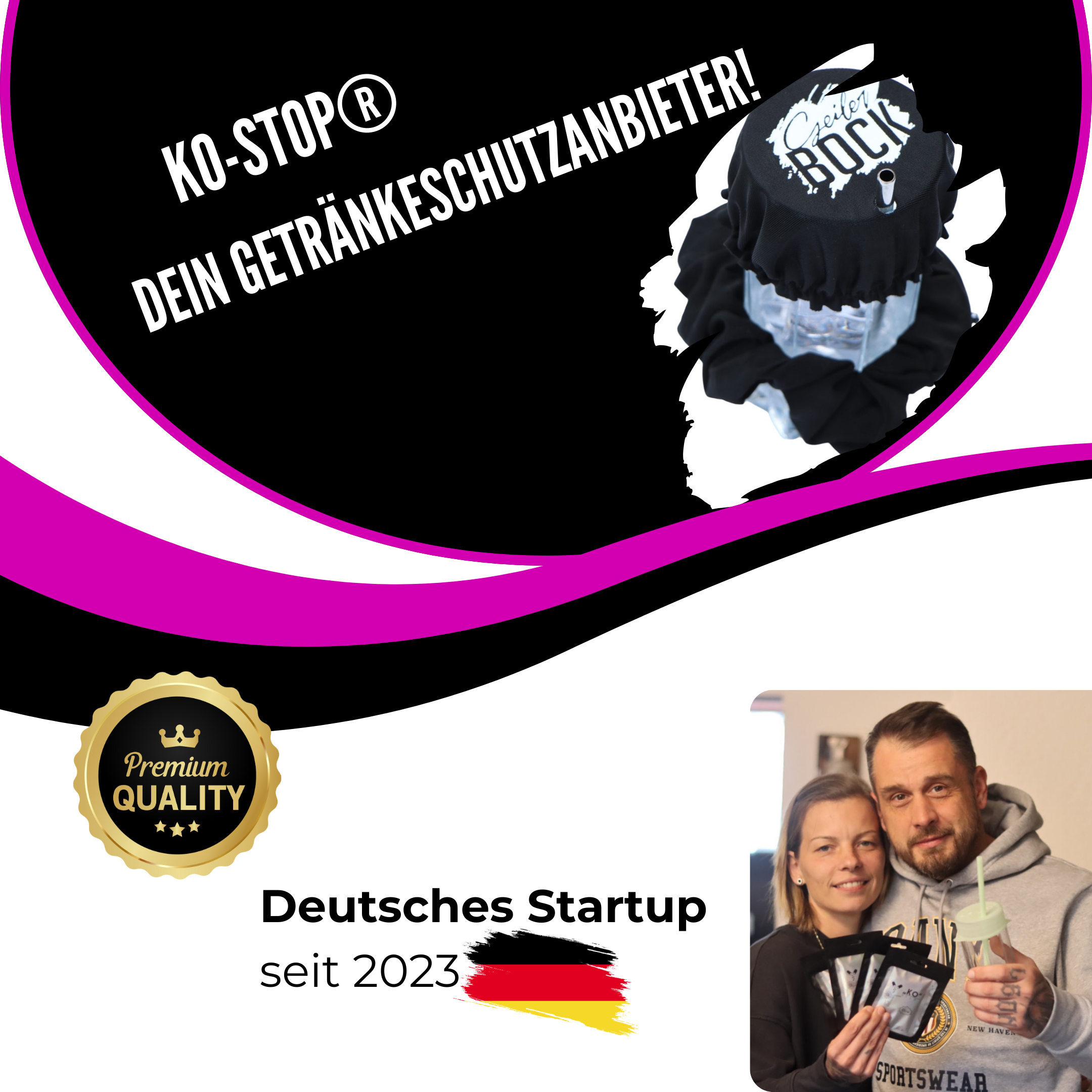 KO-Stop Geiler Bock Getränkeschutz Haarband Scrunchie Schutz vor K.O.-Tropfen, wiederverwendbar! - Ko-Stop