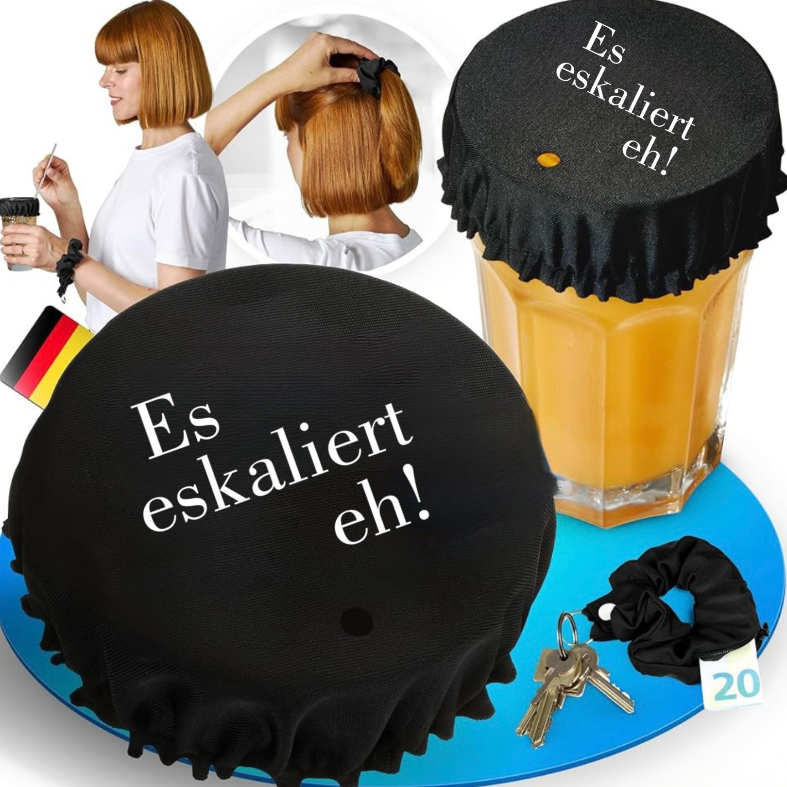 Es eskaliert Eh Getränkeschutz Haarband Scrunchie Schutz vor Ko Tropfen, wiederverwendbar!