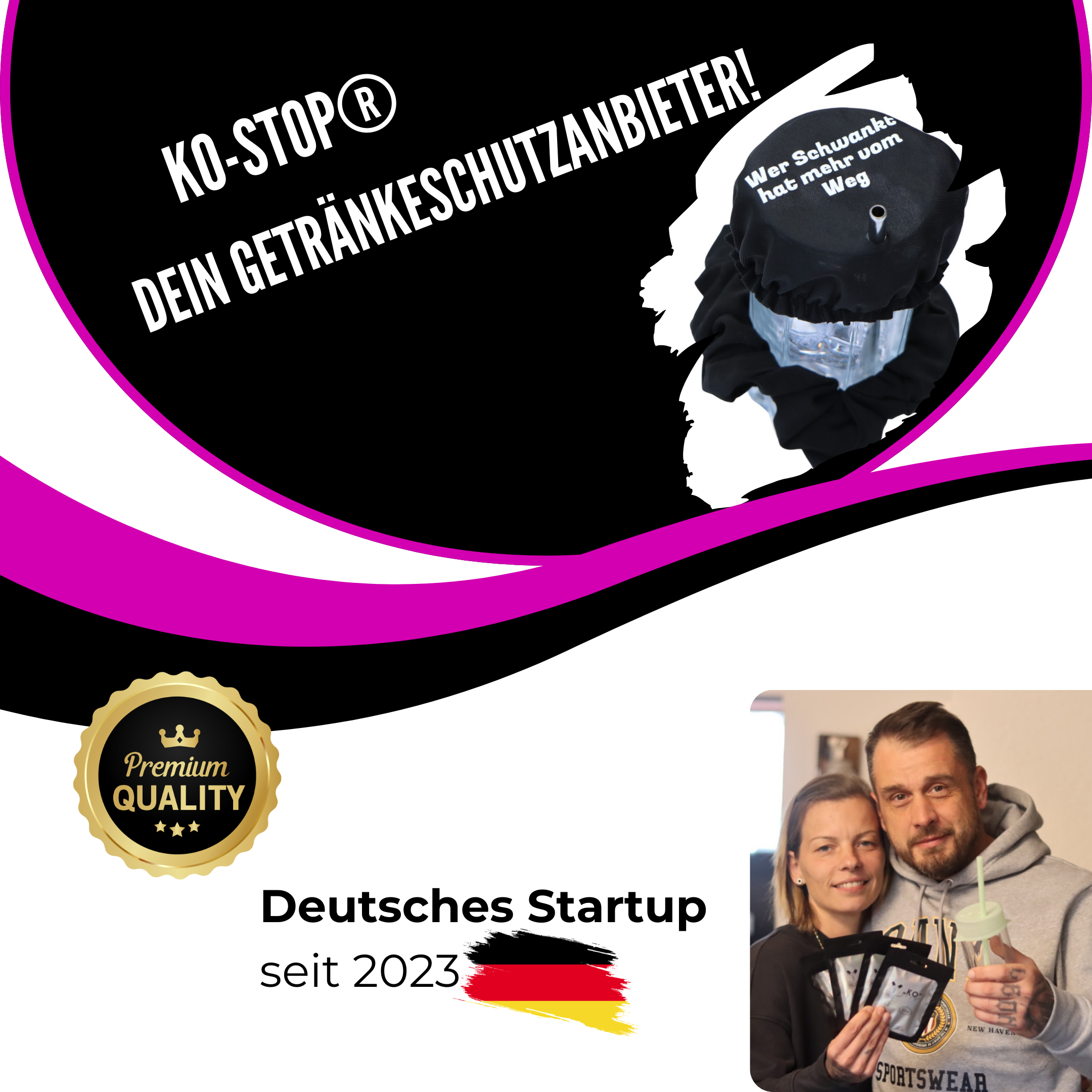 KO-Stop Wer schwankt hat mehr vom Weg Getränkeschutz Haarband Scrunchie Schutz vor K.O.-Tropfen, wiederverwendbar! - Ko-Stop