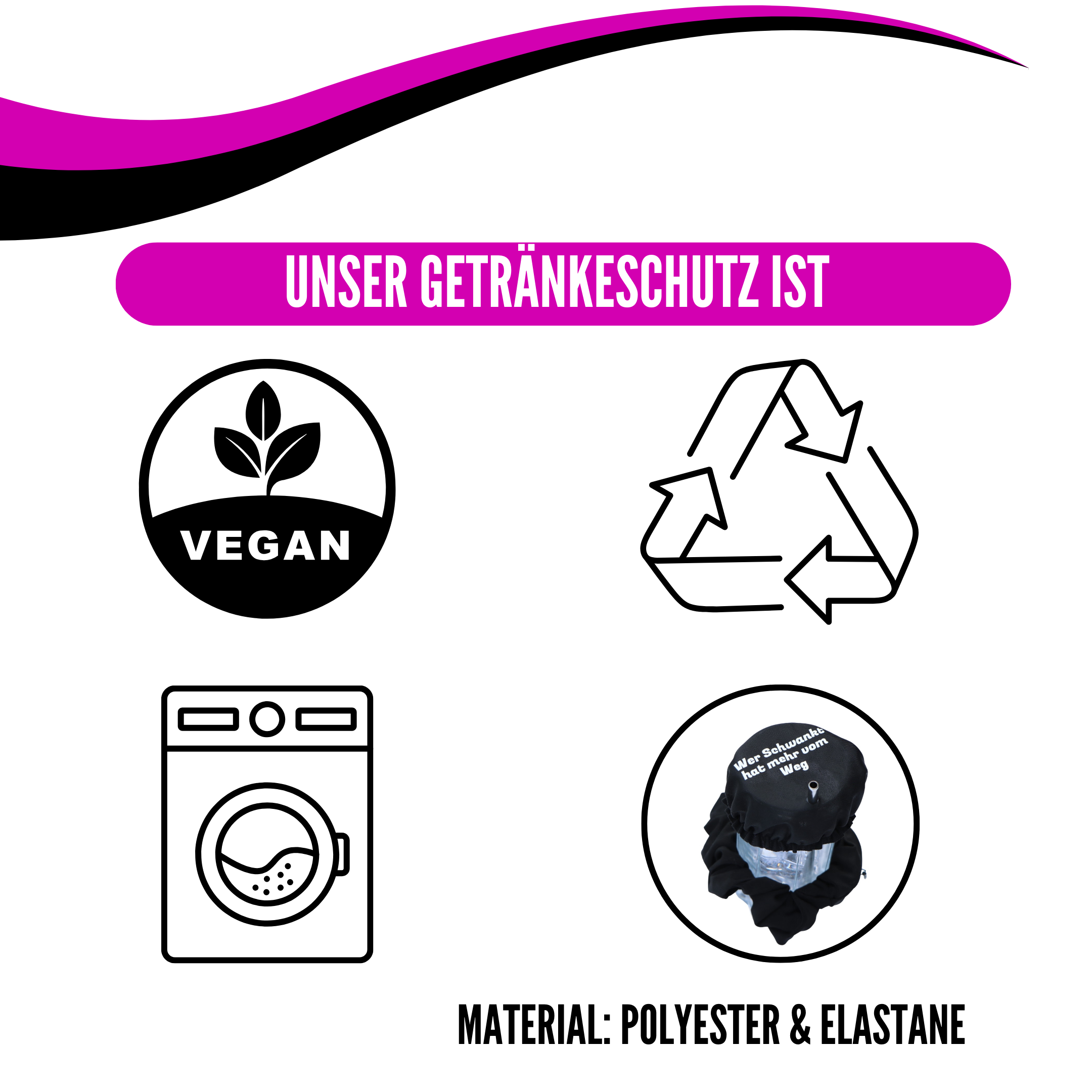 KO-Stop Wer schwankt hat mehr vom Weg Getränkeschutz Haarband Scrunchie Schutz vor K.O.-Tropfen, wiederverwendbar! - Ko-Stop