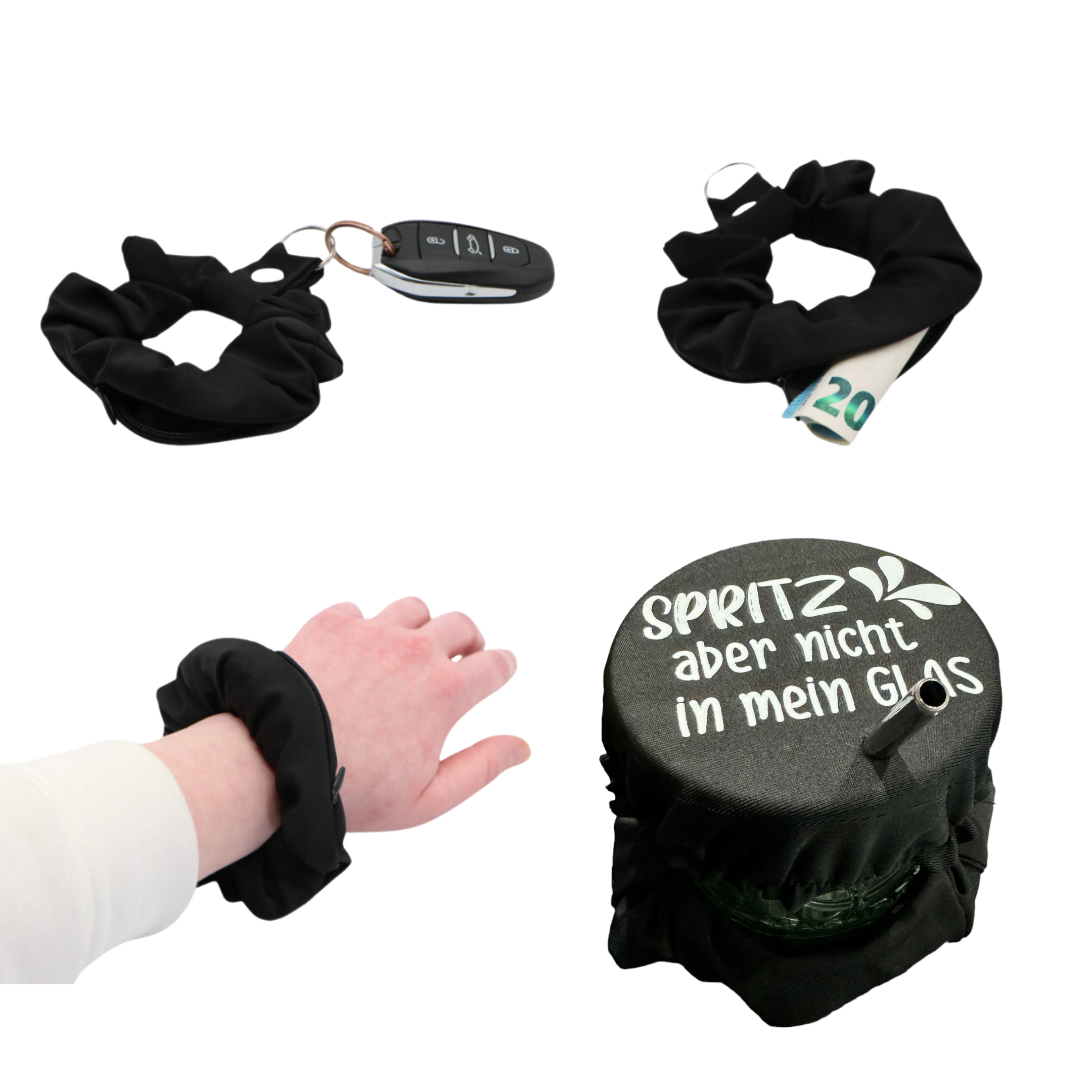 KO-Stop Spritz Aber nicht in mein Glas Getränkeschutz Haarband Scrunchie Schutz vor K.O.-Tropfen, wiederverwendbar! - Ko-Stop