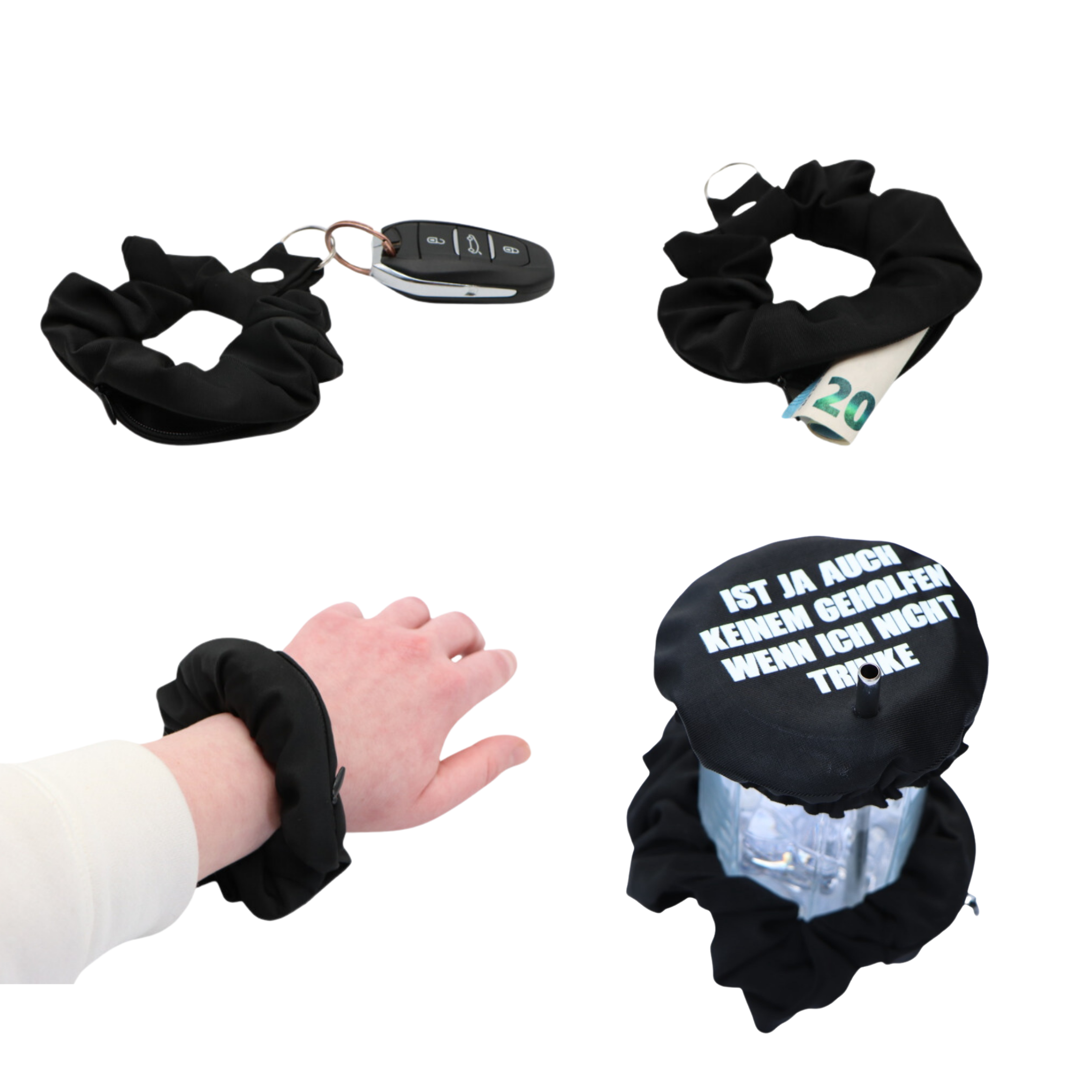 KO-Stop Ist ja auch keinem geholfen wenn ich nicht Trinke Getränkeschutz Haarband Scrunchie Schutz vor K.O.-Tropfen, wiederverwendbar! - Ko-Stop