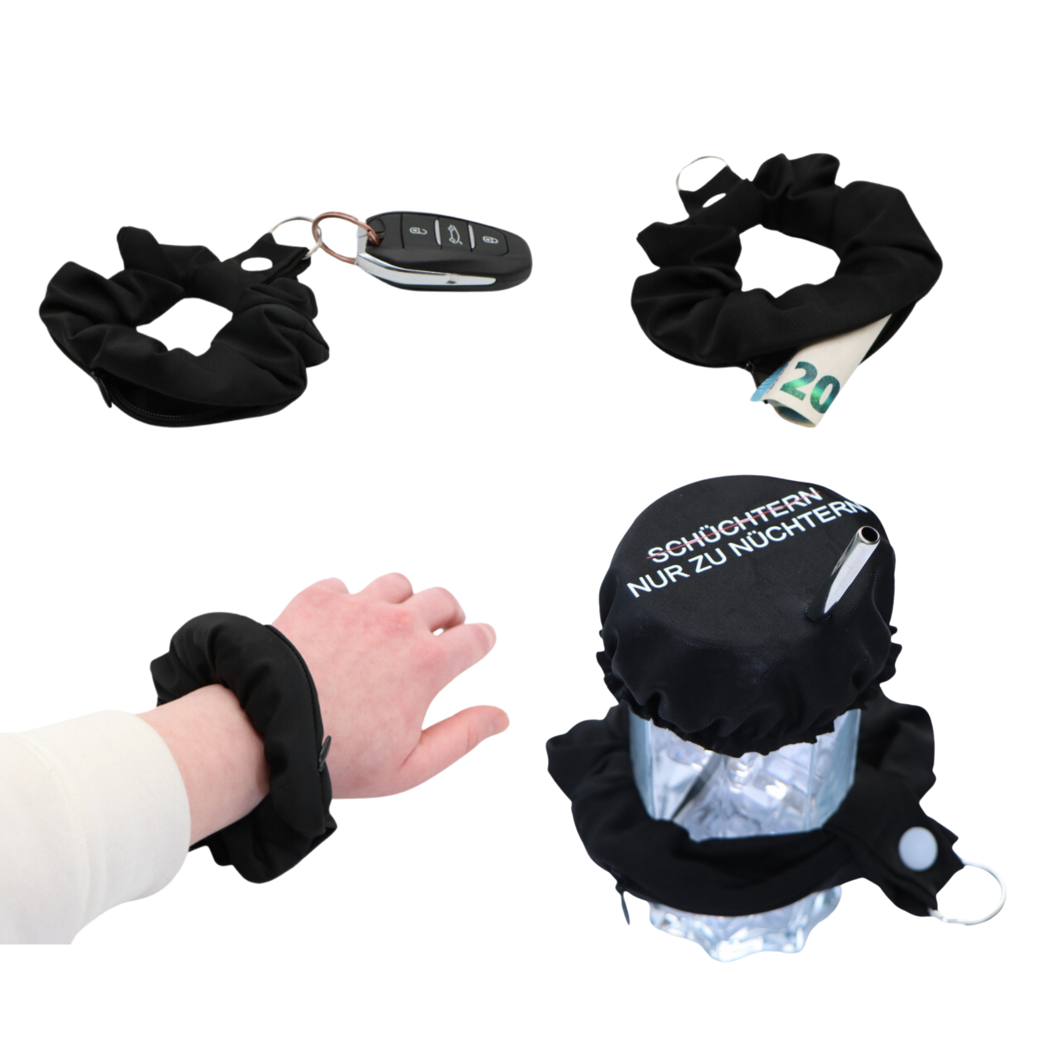 KO-Stop Schüchtern / Nur zu Nüchtern Getränkeschutz Haarband Scrunchie Schutz vor K.O.-Tropfen, wiederverwendbar! - Ko-Stop