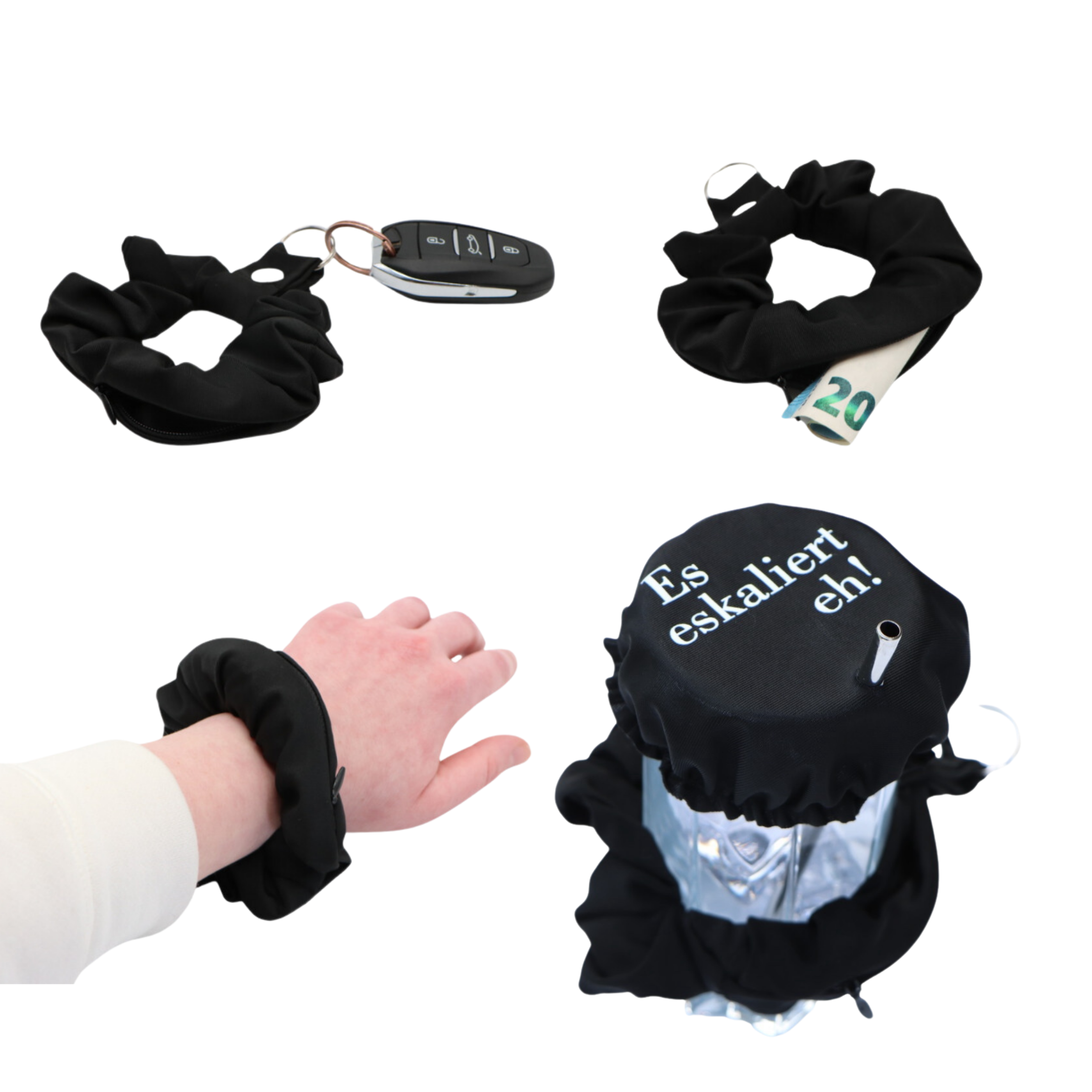 KO-Stop Es eskaliert Eh Getränkeschutz Haarband Scrunchie Schutz vor K.O.-Tropfen, wiederverwendbar! - Ko-Stop