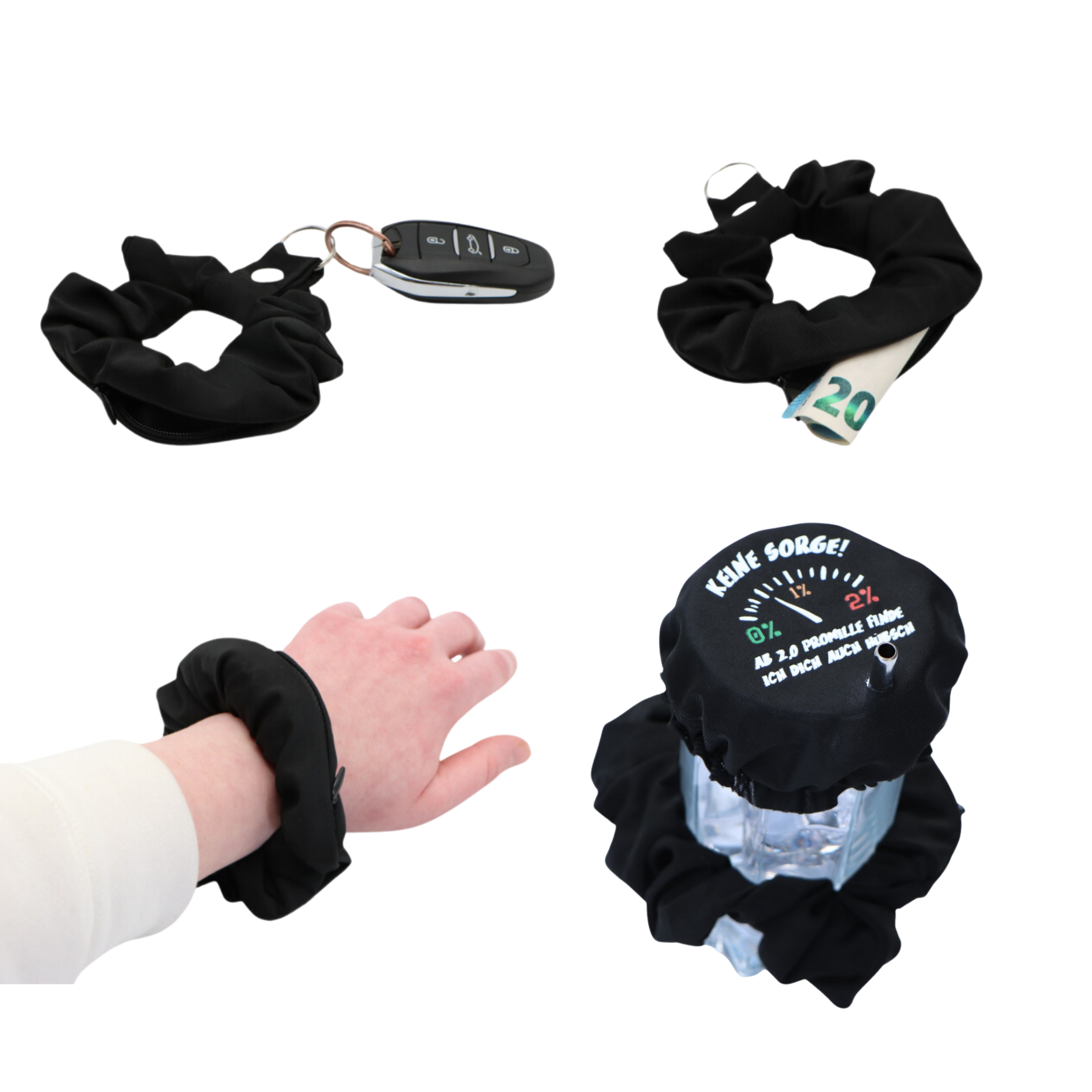 KO-Stop Keine Sorge ! Ab 2,0 Promille finde ich dich auch Hübsch! Getränkeschutz Haarband Scrunchie Schutz vor K.O.-Tropfen, wiederverwendbar! - Ko-Stop