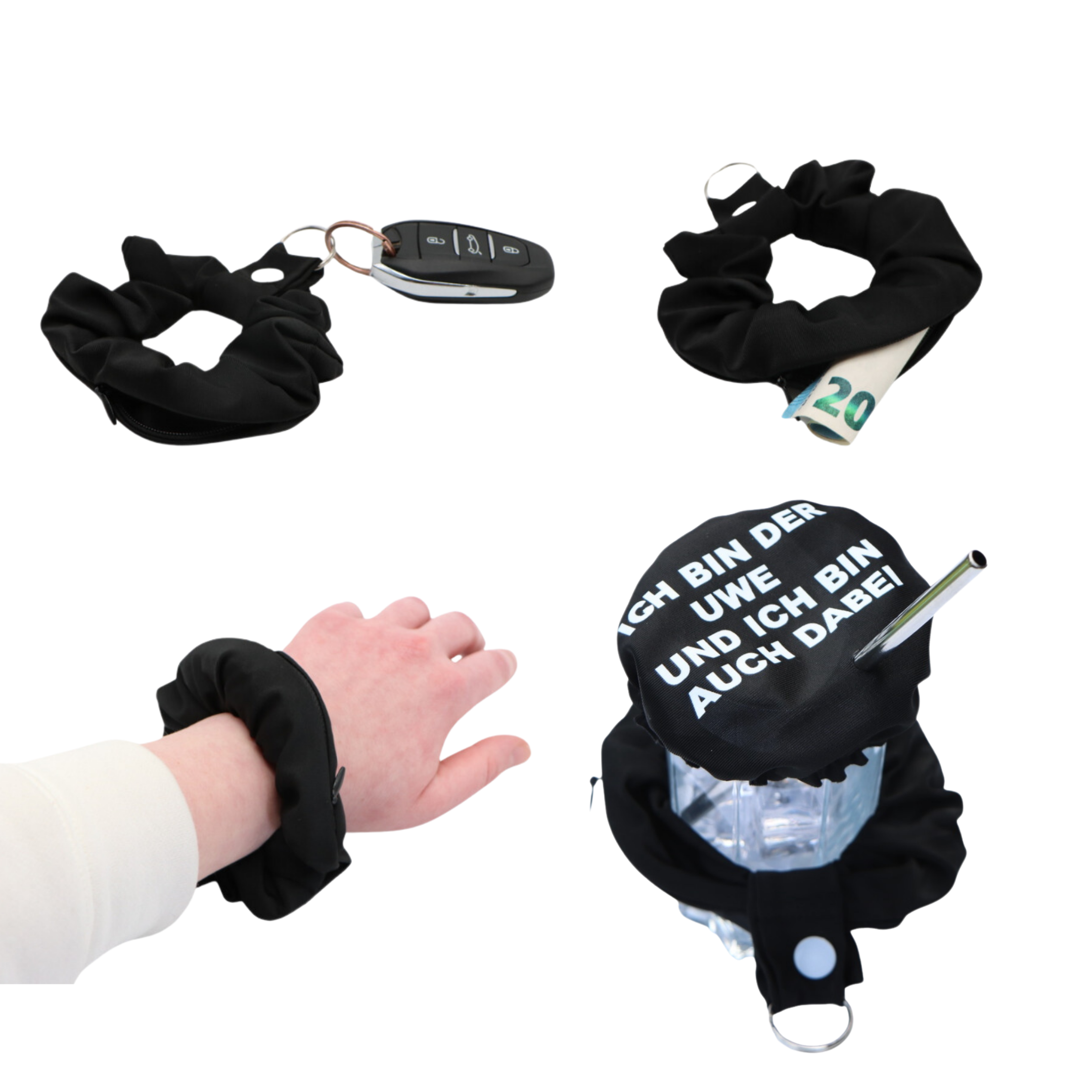 KO-Stop Ich bin der Uwe und ich bin auch dabei Getränkeschutz Haarband Scrunchie Schutz vor K.O.-Tropfen, wiederverwendbar! - Ko-Stop