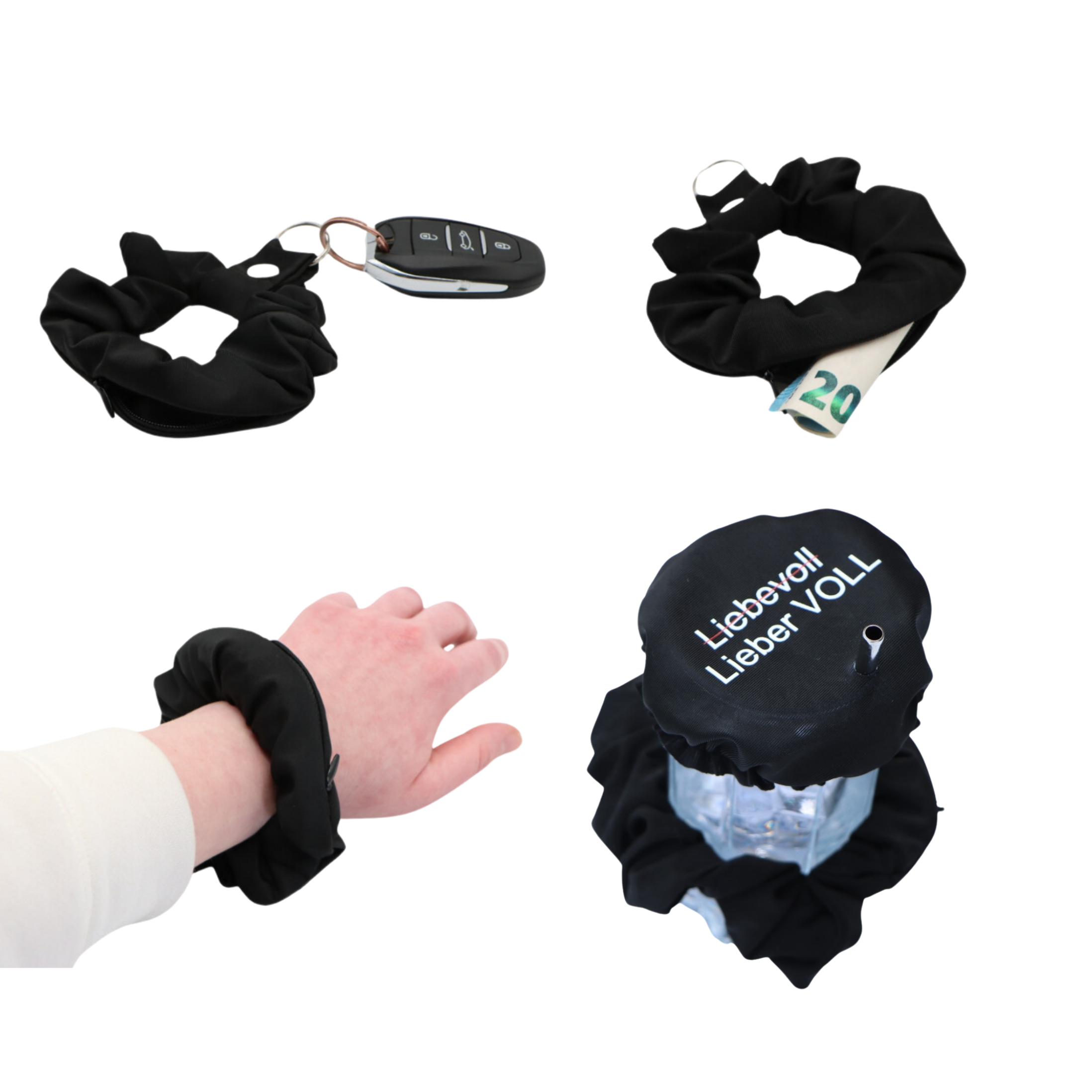 KO-Stop Liebevoll, Lieber Voll Getränkeschutz Haarband Scrunchie Schutz vor K.O.-Tropfen, wiederverwendbar! - Ko-Stop