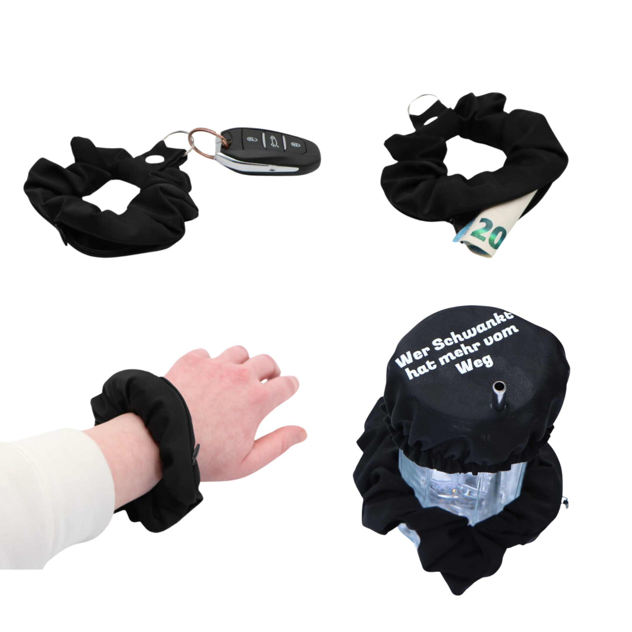 KO-Stop Wer schwankt hat mehr vom Weg Getränkeschutz Haarband Scrunchie Schutz vor K.O.-Tropfen, wiederverwendbar! - Ko-Stop