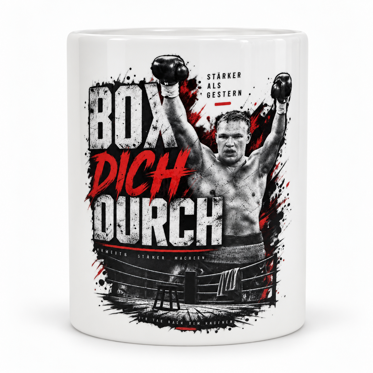 Axel-Schulz-Tasse Box dich durch – frontale Produktansicht