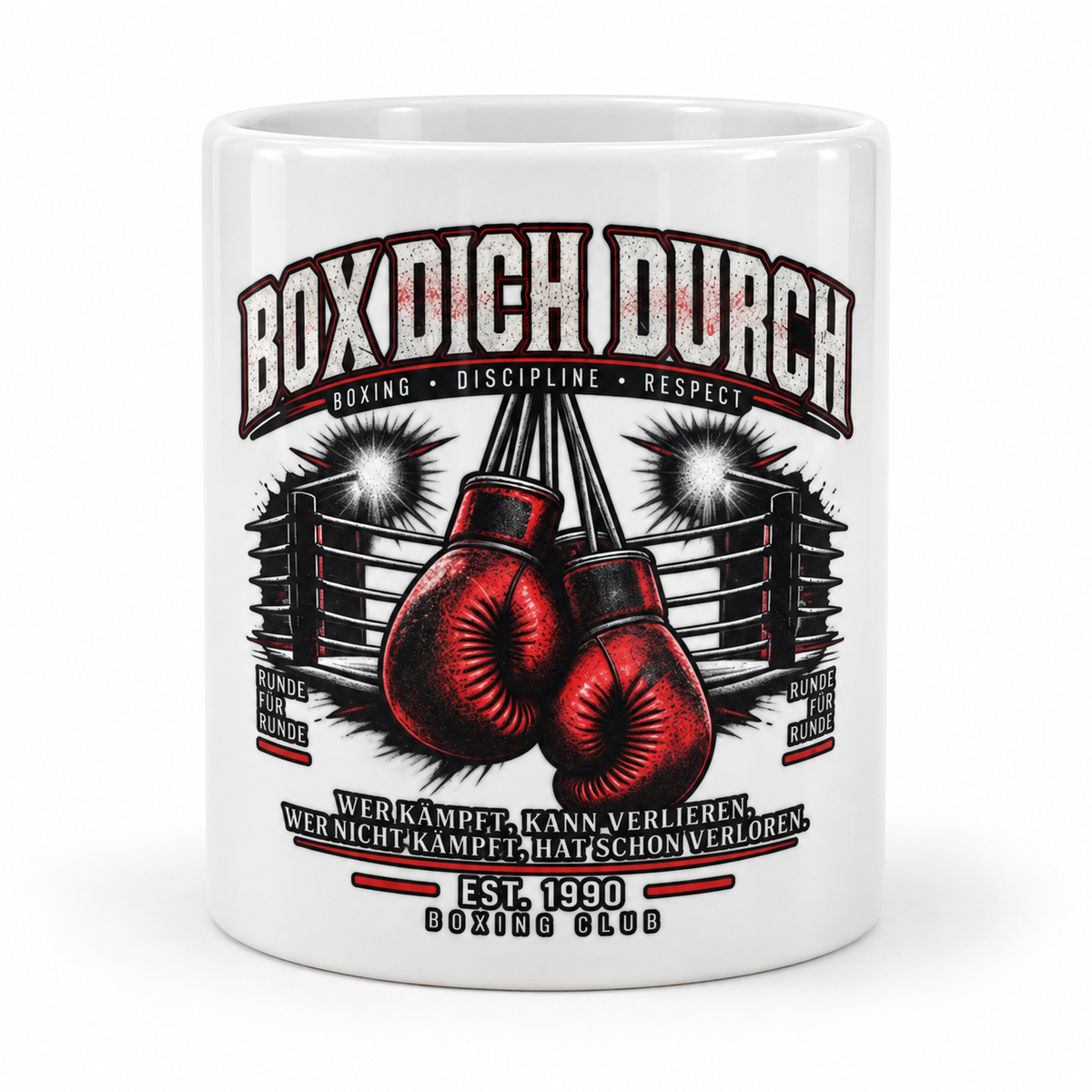 Axel-Schulz-Tasse Boxing Club 1990 – bedruckte Frontansicht