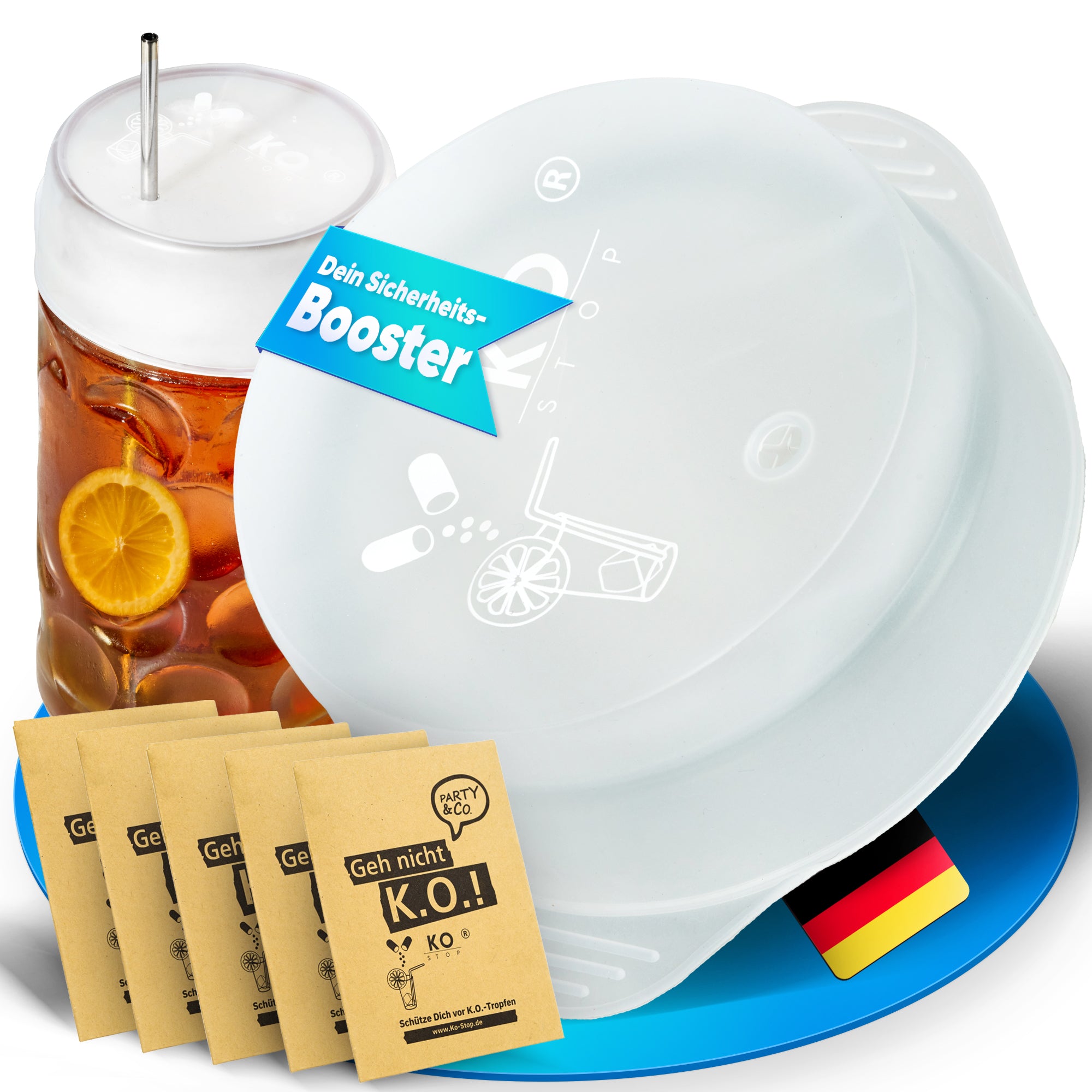 Ko Stop Maßkrug Getränkeschutzdeckel 5er-Set – transparenter
Silikon-Deckel Made in Germany, sicher gegen Ko Tropfen & Insekten, inkl.
Hygienebeutel