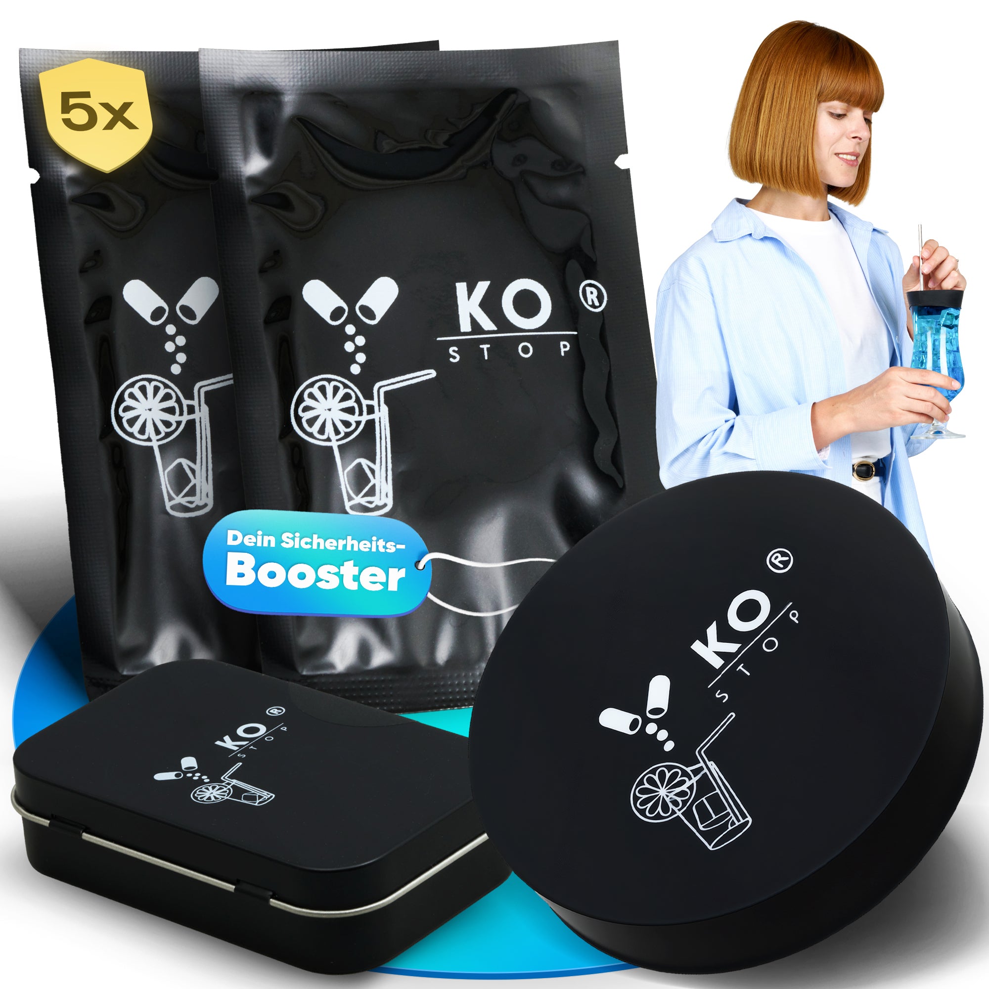 KO-Stop Sicherheits-Booster – praktisches 5er-Set Trinkschutzdeckel gegen
KO-Tropfen, sofort einsatzbereit im Alltag und beim Ausgehen