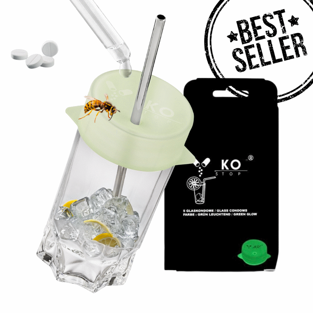 Ko Stop , Getränkeschutzabdeckung , Getränkeschutz, Leuchtend ,leuchtet , gegen k.o-tropfen , gegen verschüttungen ,gegen insekten, Einweg , Mehrweg, naturkautschuklatex, Silikon, Versandkosten frei, Kein Mindestbestellwert