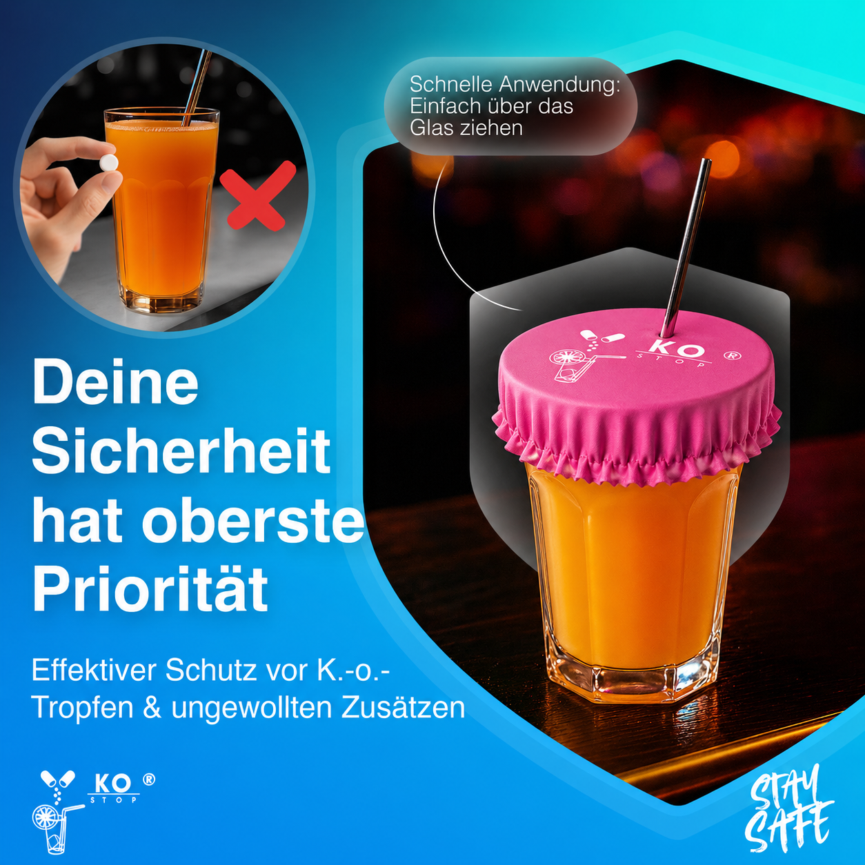 4in1 Drink Cover Scrunchie LED – Getränkeschutz & Abdeckung | KO STOP® - Ko-Stop