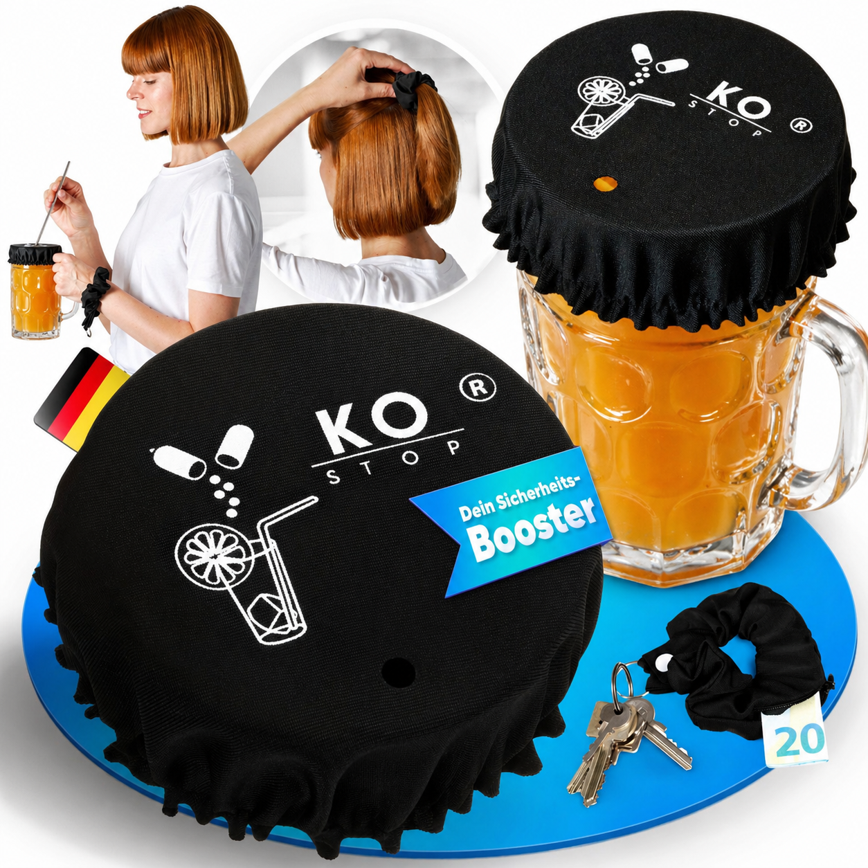Krugdeckel 1L – 4in1 Getränkeschutz für Events & unterwegs | KO STOP® - Ko-Stop