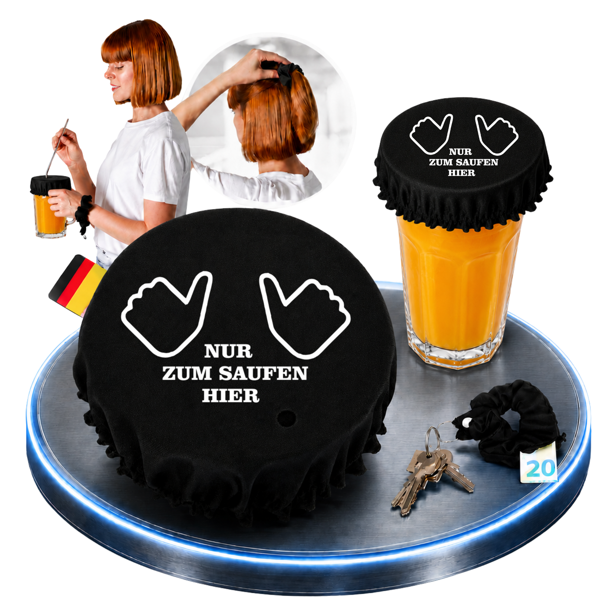 KO STOP® Getränkeschutz Scrunchie 4in1 – Nur zum Saufen hier