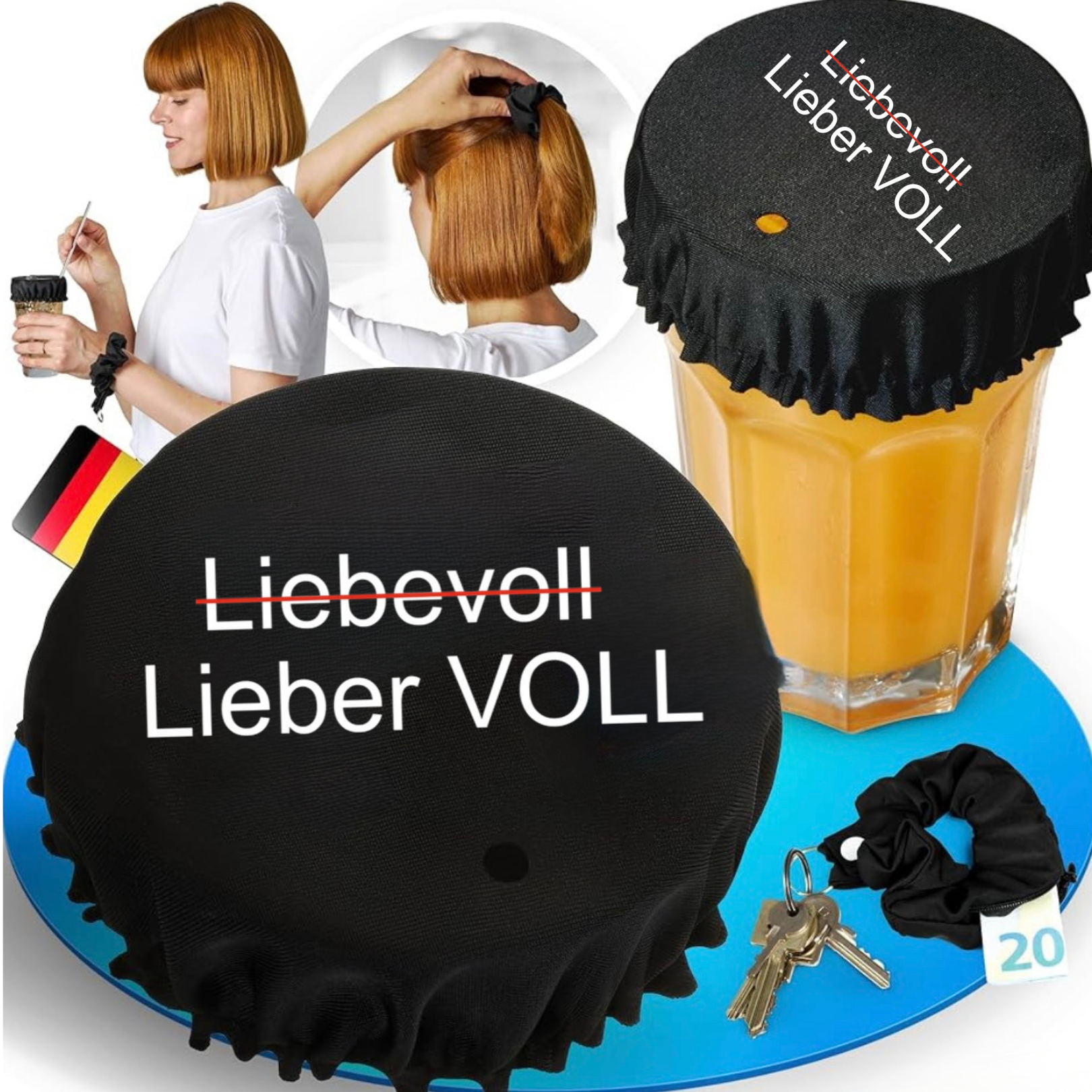 Liebevoll, Lieber Voll Getränkeschutz Haarband Scrunchie Schutz vor Ko Tropfen wiederverwendbar!