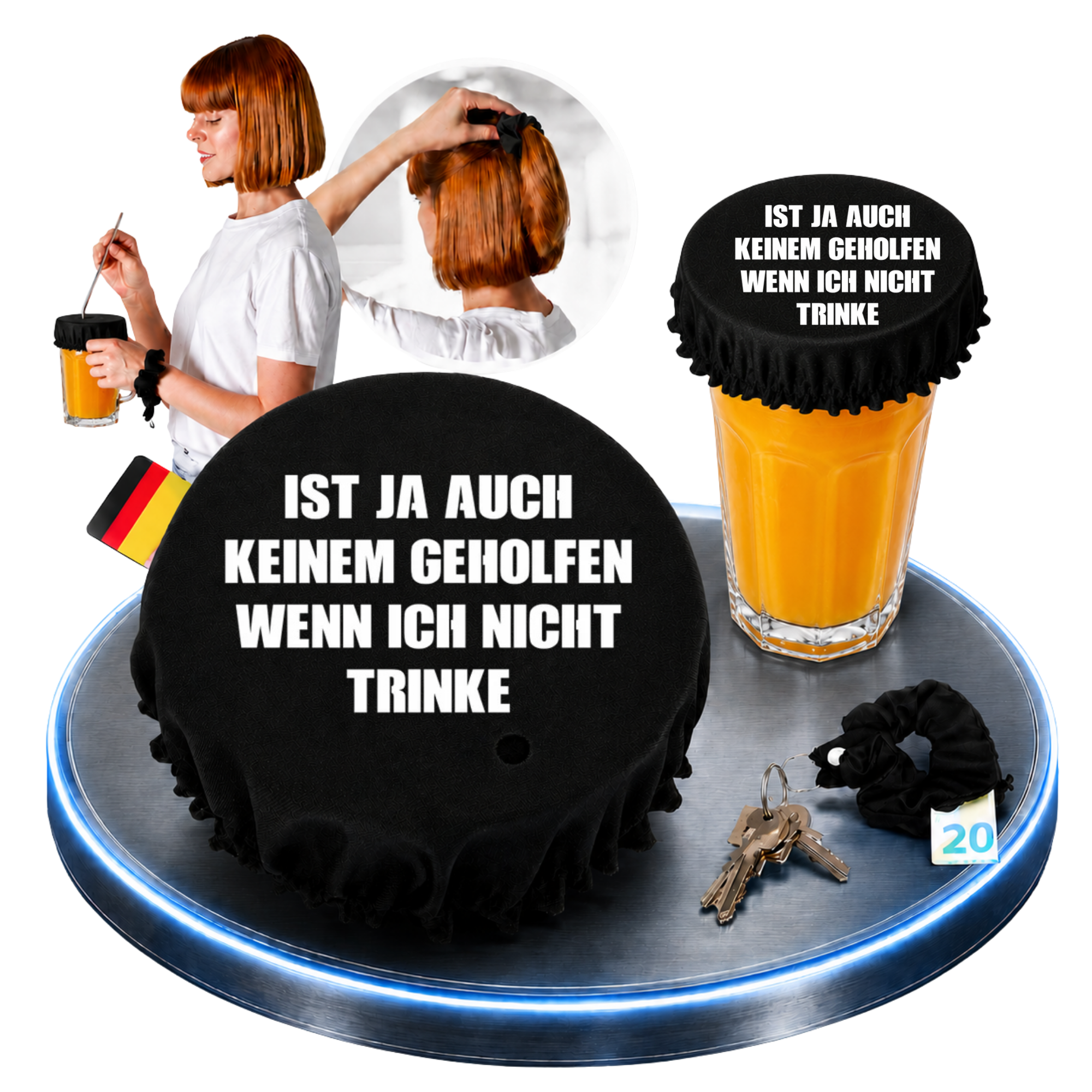 KO STOP® Getränkeschutz Scrunchie 4in1 – Ist ja auch keinem geholfen wenn ich nicht trinke