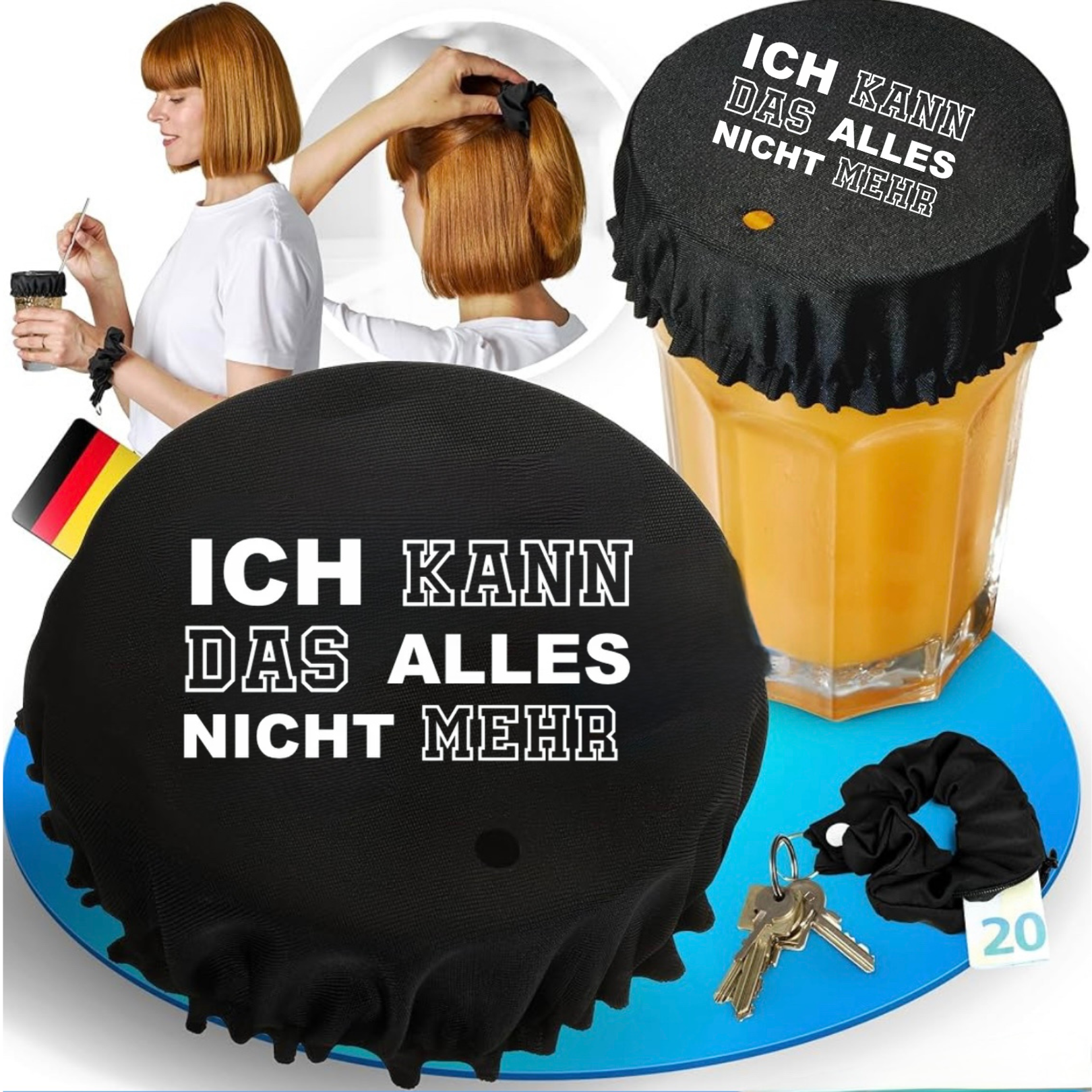 Ich kann das alles nicht mehr Getränkeschutz Haarband Scrunchie Schutz vorKo Tropfen, wiederverwendbar!