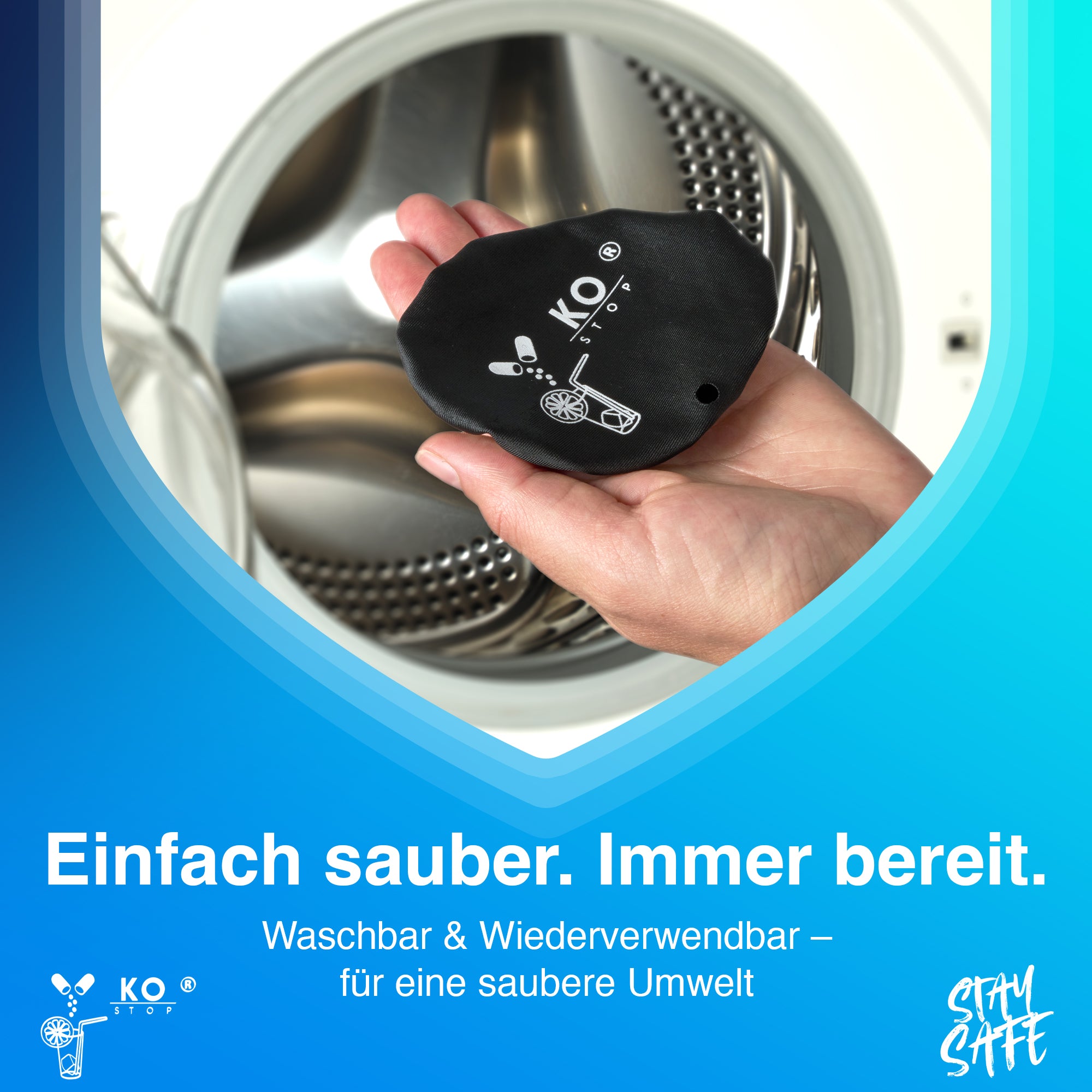 Ko Stop® 4in1 Getränkeschutz Haarband – Stylisch, sicher & vielseitig Schutz vor K.-o.-Tropfen, Insekten & Schmutz | Mehrweg, personalisierbar