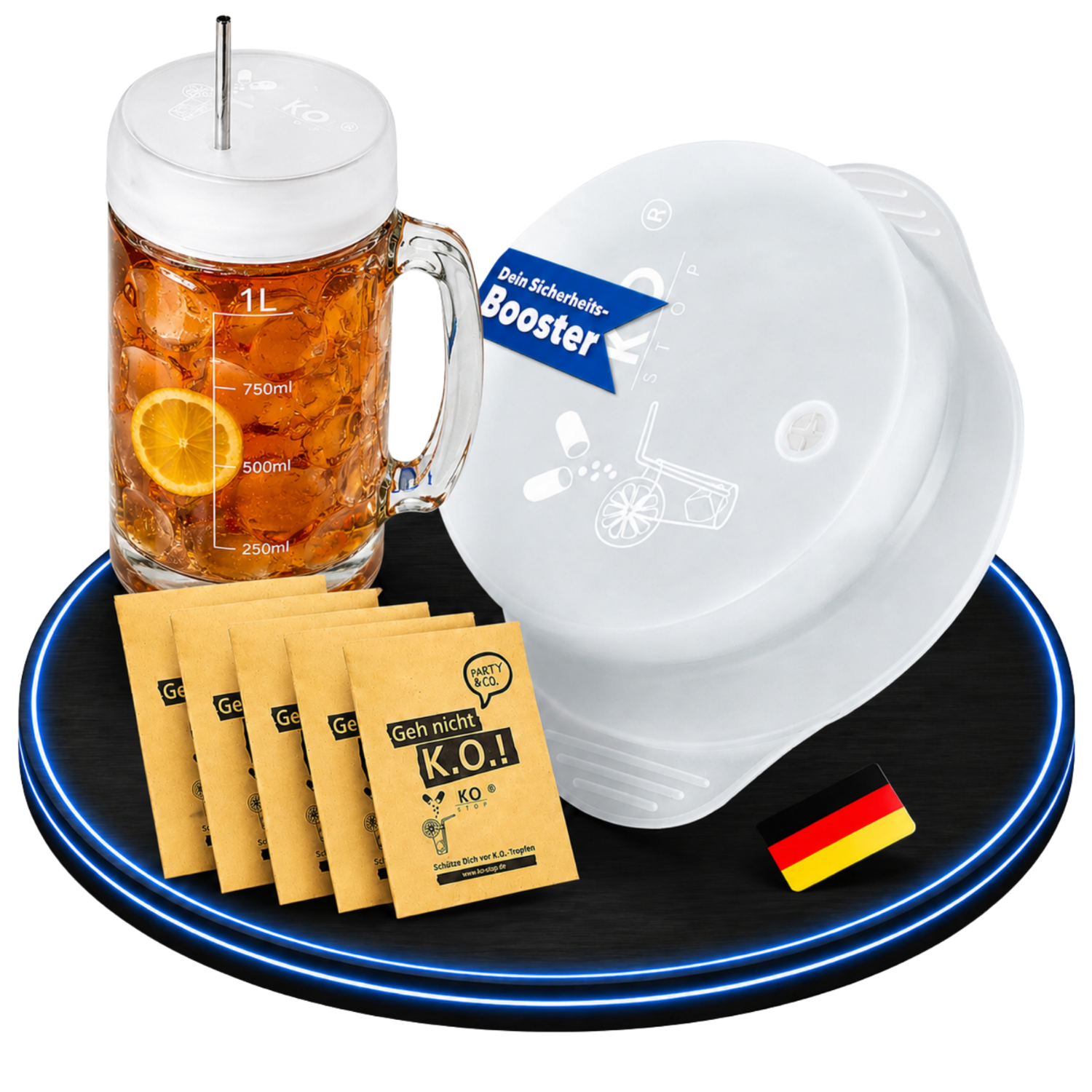 Getränkeschutzdeckel 5er Pack Ø 9–11 cm – Weiß Transparent für 1Liter Krüge I KO STOP®