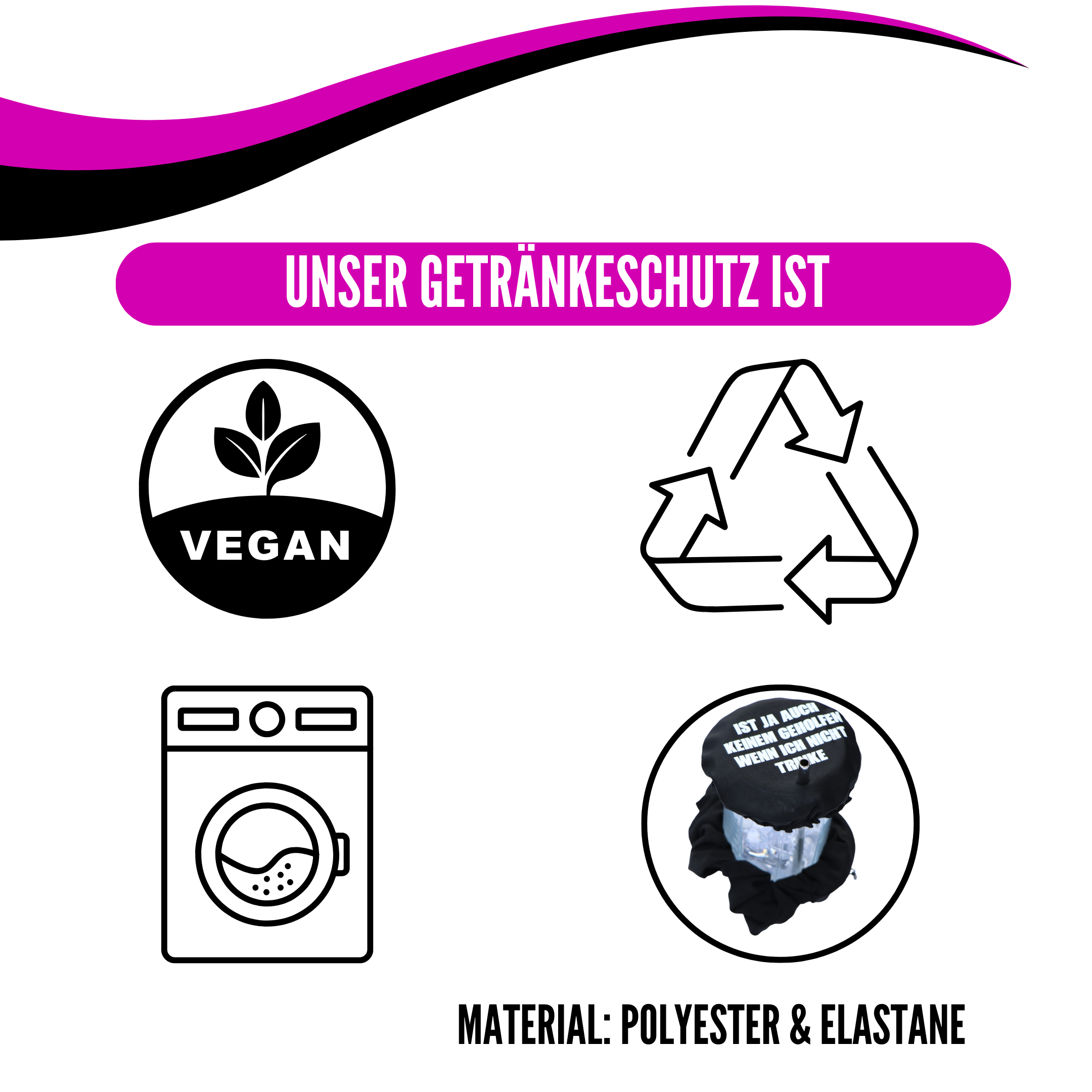 KO-Stop Ist ja auch keinem geholfen wenn ich nicht Trinke Getränkeschutz Haarband Scrunchie Schutz vor K.O.-Tropfen, wiederverwendbar! - Ko-Stop