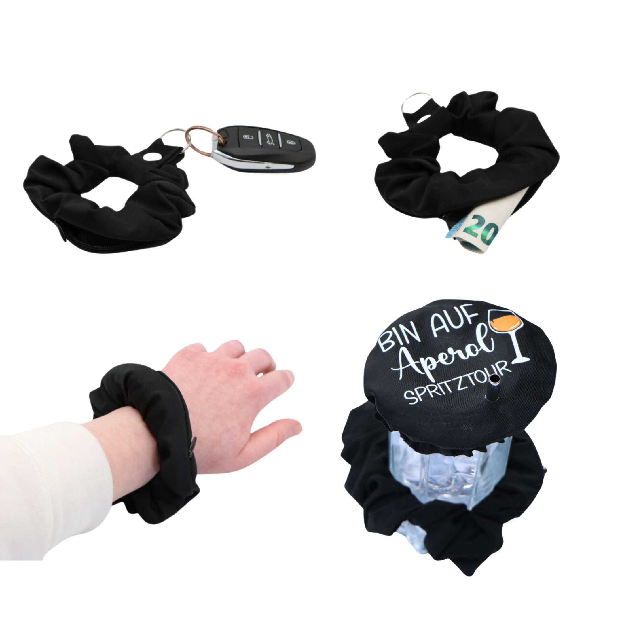 KO-Stop Bin auf Aperol Spritztour Getränkeschutz Haarband Scrunchie Schutz vor K.O.-Tropfen, wiederverwendbar! - Ko-Stop