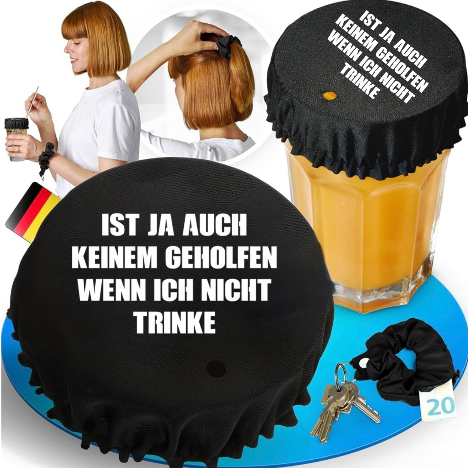 Ist ja auch keinem geholfen wenn ich nicht Trinke Getränkeschutz Haarband Scrunchie Schutz vor Ko Tropfen, wiederverwendbar!