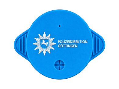 Individuell gestalteter blauer KO STOP Getränkeschutz für die Polizeidirektion Göttingen