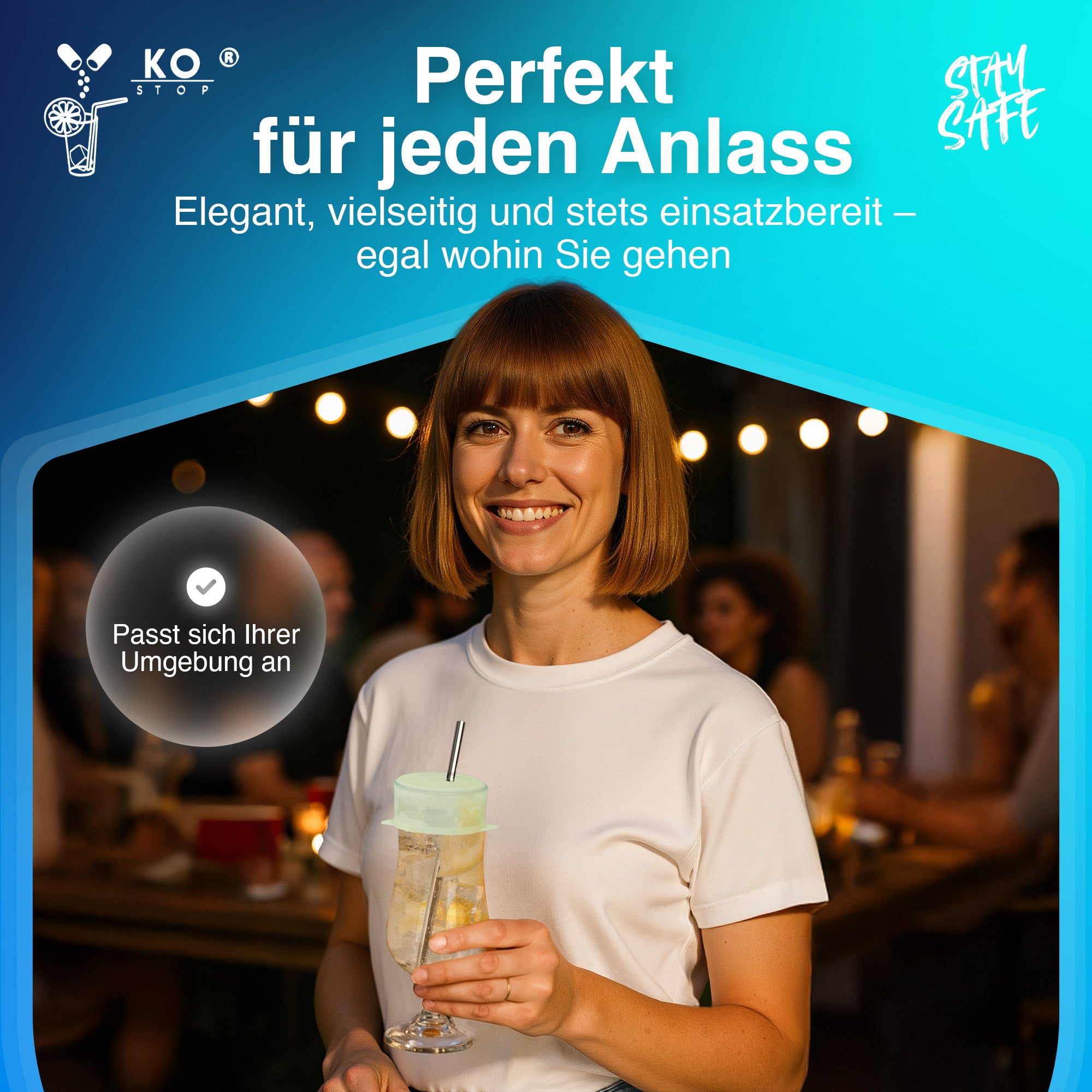 Leuchtender Silikon Getränkeschutz im Party Einsatz Drink Cover für Gläser mit Trinkhalm