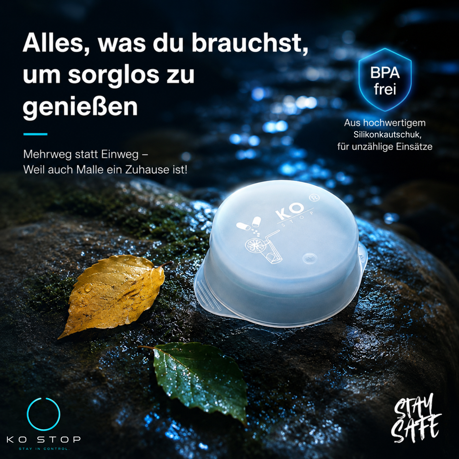 KO STOP® Getränkeschutzdeckel 5er Pack Ø 9–11 cm – Weiß Transparent für 1Liter Krüge - Ko-Stop