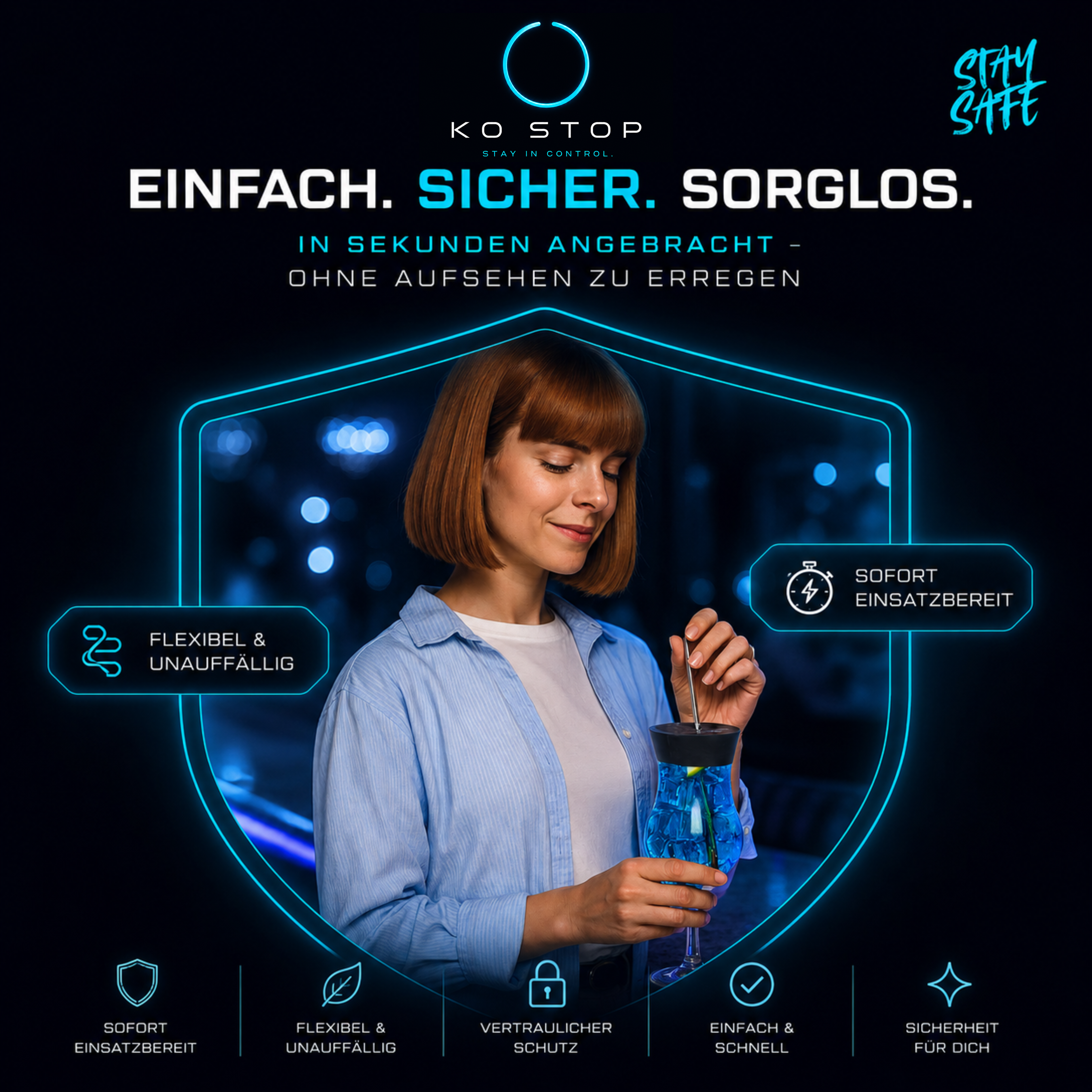 KO STOP® Einweg Getränkeschutz als flexibler Allrounder für Festivals, Zuhause und unterwegs