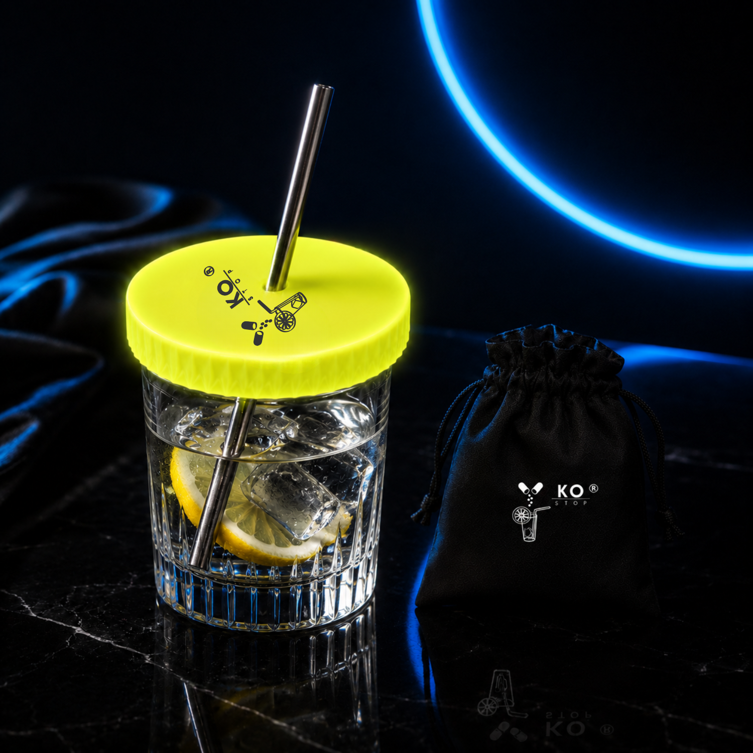 KO STOP® Glow Drink Cover 2in1 – Leuchtender Getränkeschutz mit Schlüsselanhänger - Ko-Stop