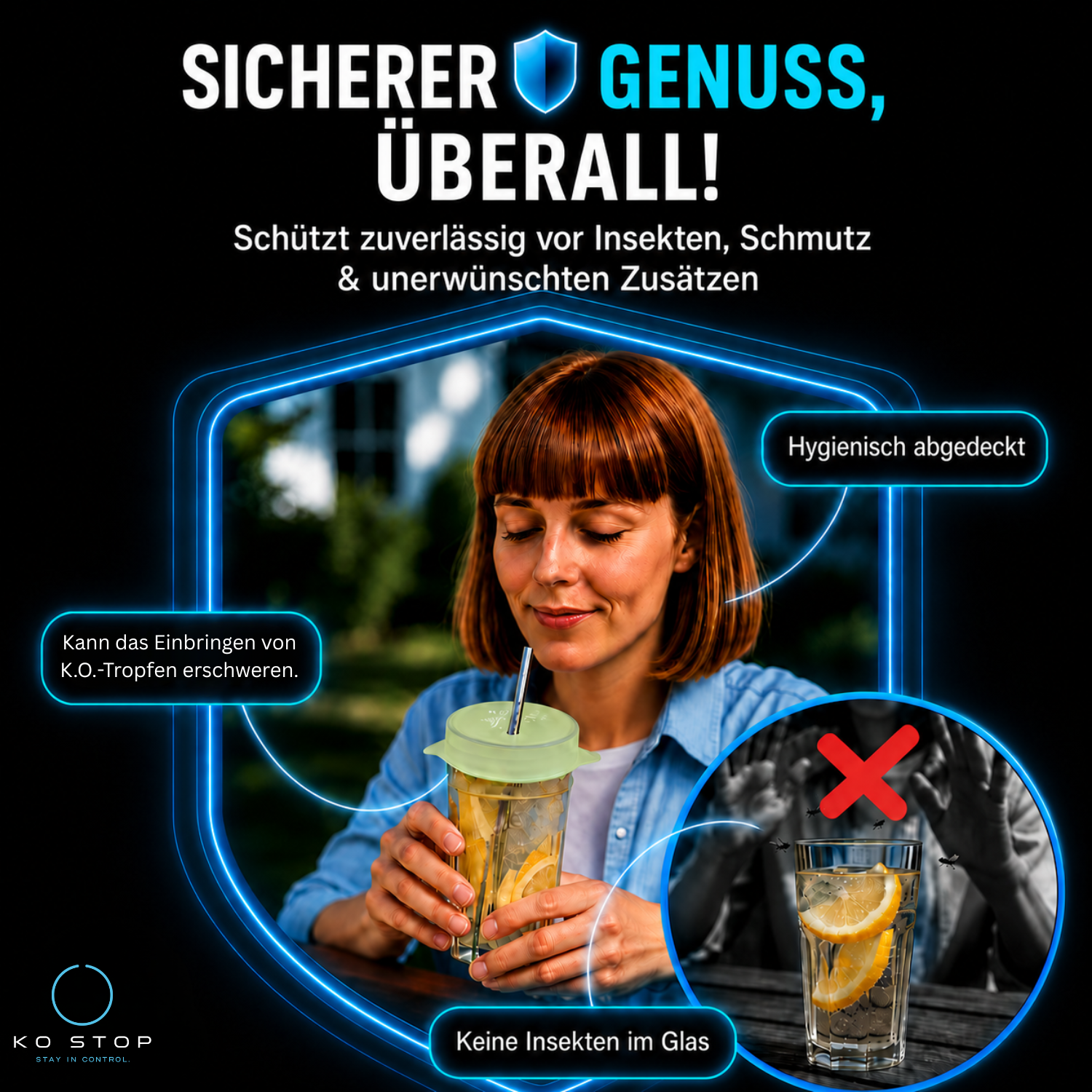 KO STOP Mini-Aufbewahrungsbeutel mit Schlüsselanhänger und verstecktem Bargeld – praktische Festival- und Reiseaufbewahrung.
